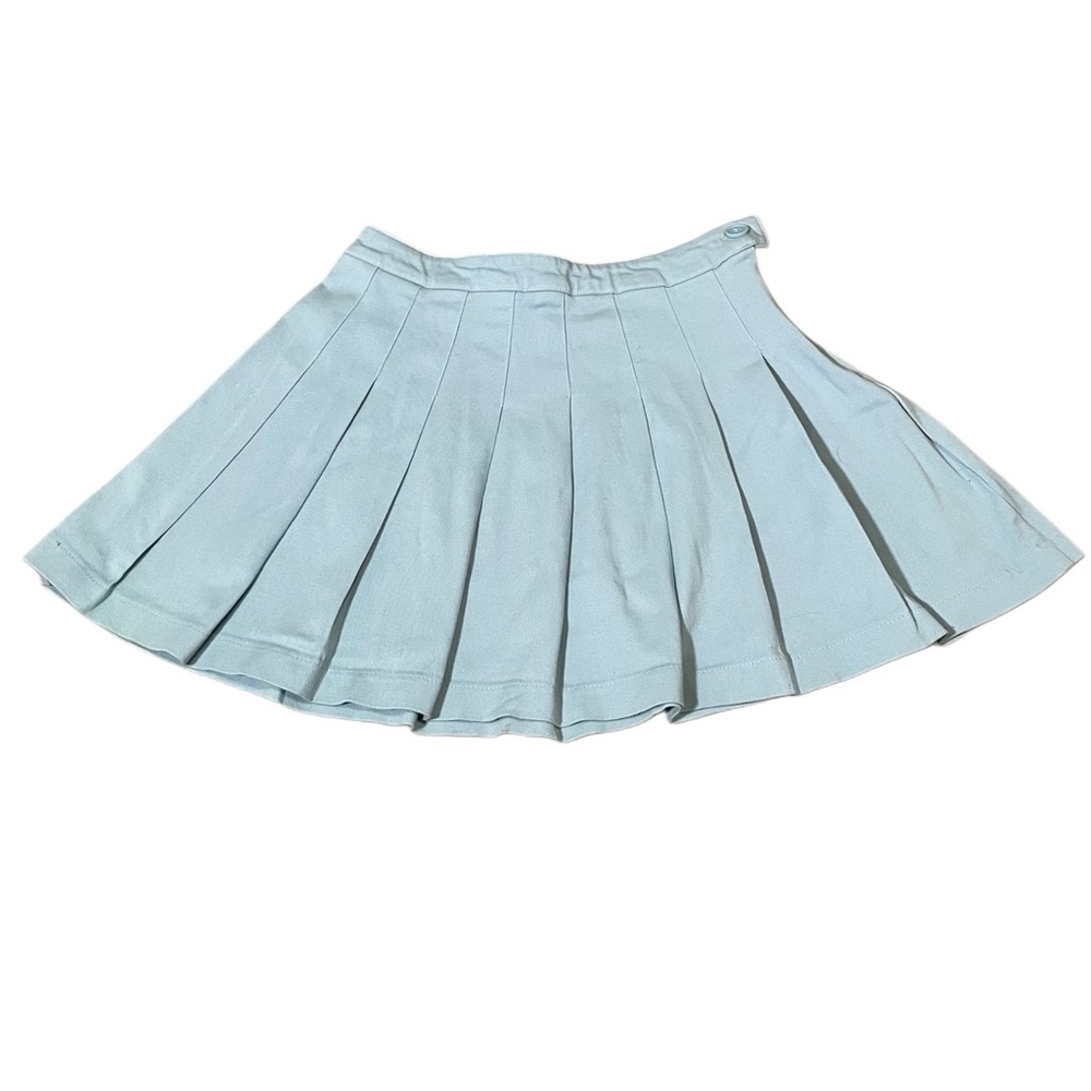 Blue Mini Skater Skirt with Pleats